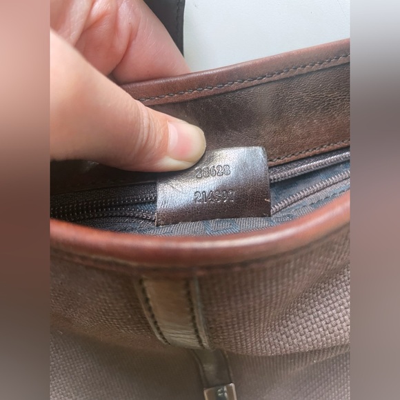 SOLD Vintage HTF Gucci jackie 1961 Brown Leather Canvas Silver Lobster clasp - Picture 13 of 15